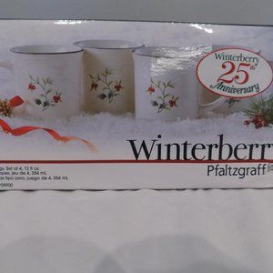 Pfaltzgraff Winterberry 12-Ounce Coffee Mugs, Set of 4 - New in Box